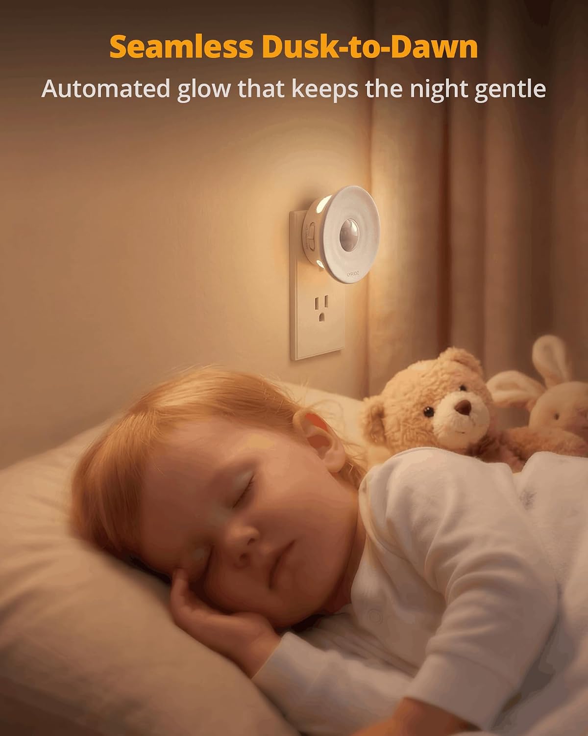 Lyridz Plug-in Backlit Motion Sensor Night Light with Dusk to Dawn Sensor, 1-50LM Precise Dimmable Wall Lights for Bedroom, Bathroom, Hallw…