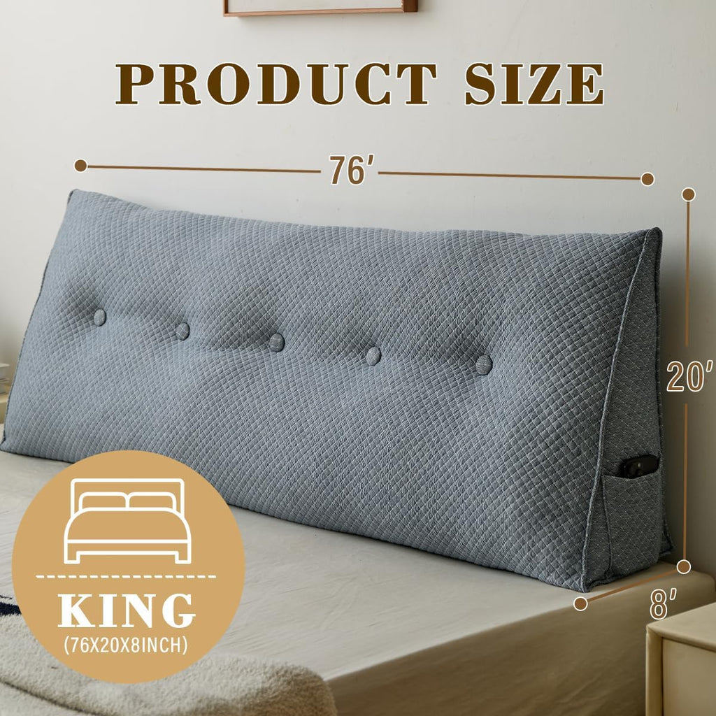 ZTVZTV Wedge Headboard Pillow for Bed, King Dorm Headboard Pillow Support for Sitting Up, Reading, Relaxing, Bolster Pillow with Rem…