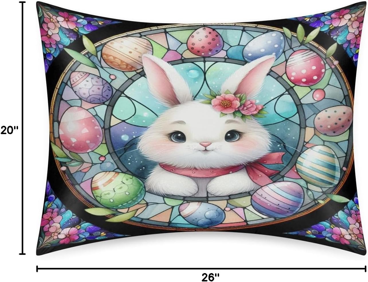 Easter Cute Bunny Satin Silk Pillowcase for Hair and Skin Pillow Cases Standard Size Soft Silk Pillow Case with Envelope Closure Print…