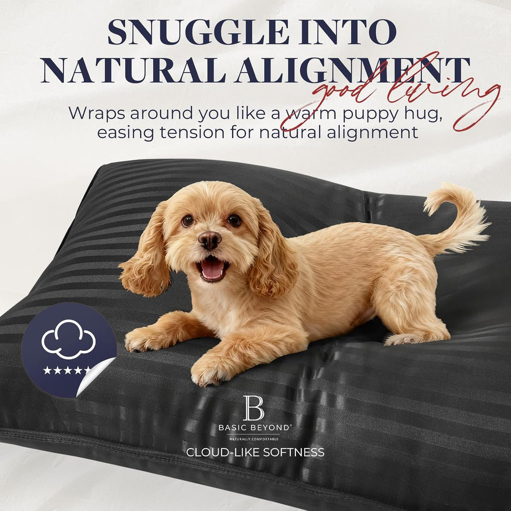 Basic Beyond Bed Pillows for Sleeping - King Size Pillows Set of 2 - Luxury Hotel Collection Down Alternative Pillows, Black, 20x36 Inches