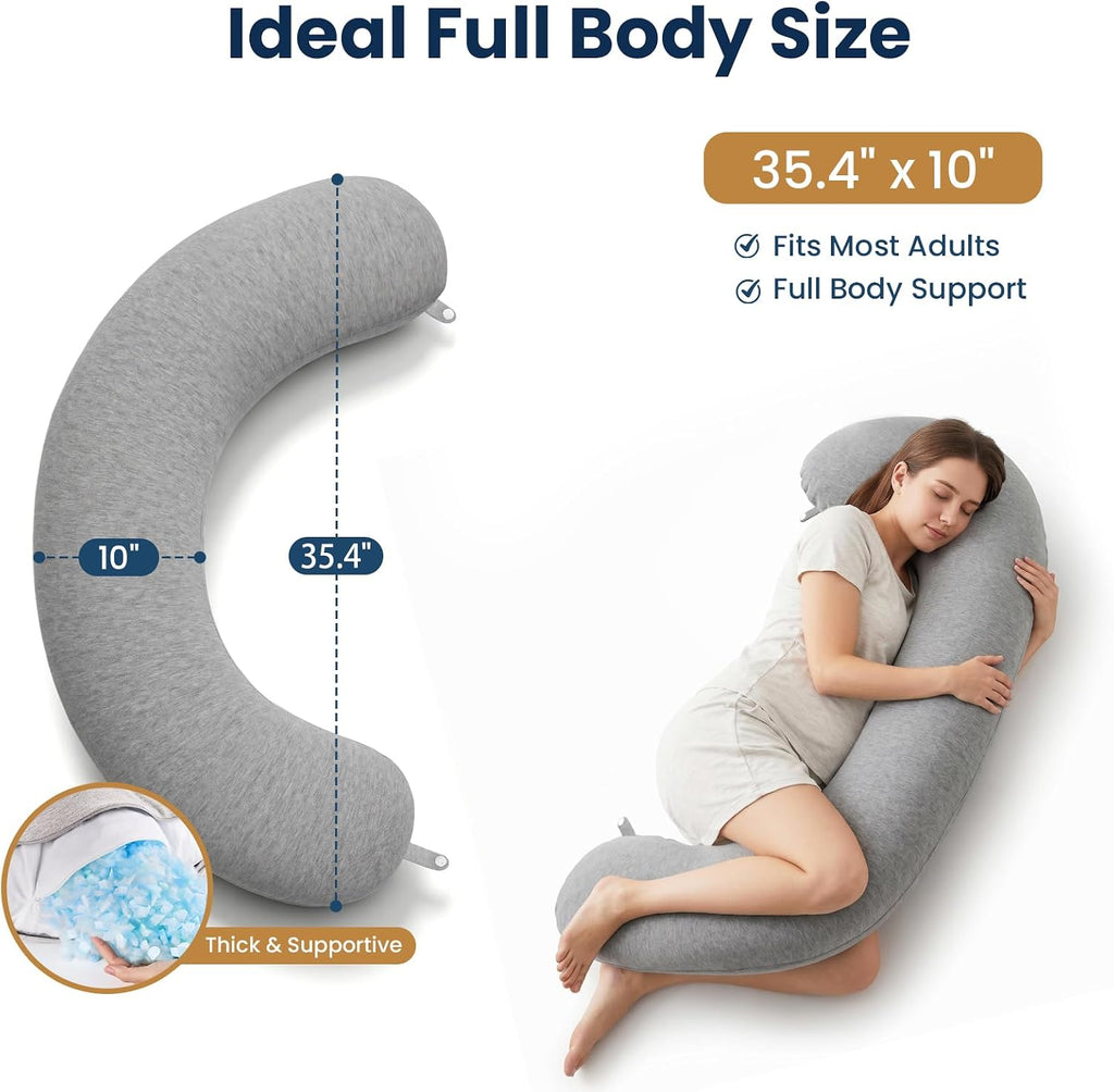 TranquilRelax TranquilRelax C Shaped Body Pillow for Side Sleepers, Memory Foam Long Pillow for Leg, Hip & Back Support, Soft Washab…