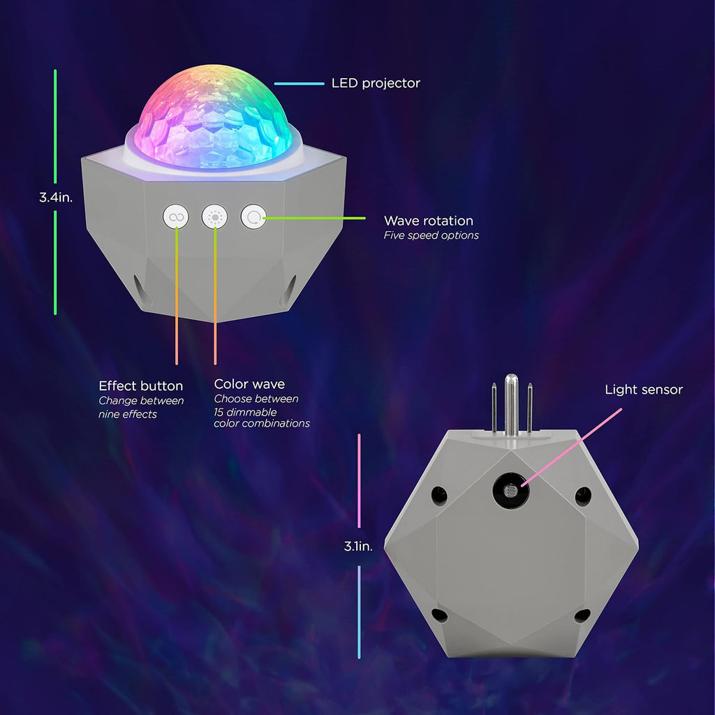 Enbrighten Galaxy Projector Plug in Night Light for Kids LED Lights for Bedroom Space Nightlight Aurora Playroom Game Room Lighting 70334-T1