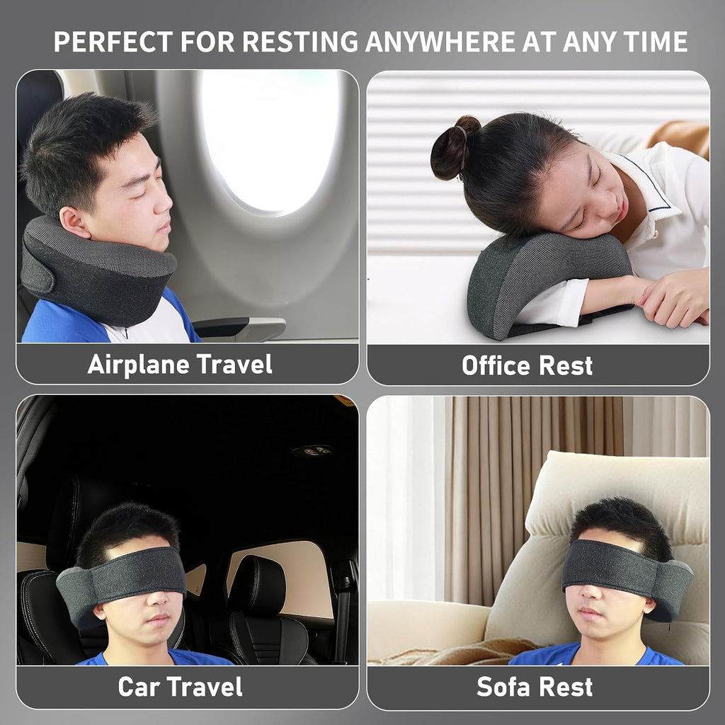 StayCoolThisSummer 3-in-1 Memory Foam Travel Neck Pillow – Adjustable, Machine Washable & Portable for Airplane, Car, Office – Converts to…