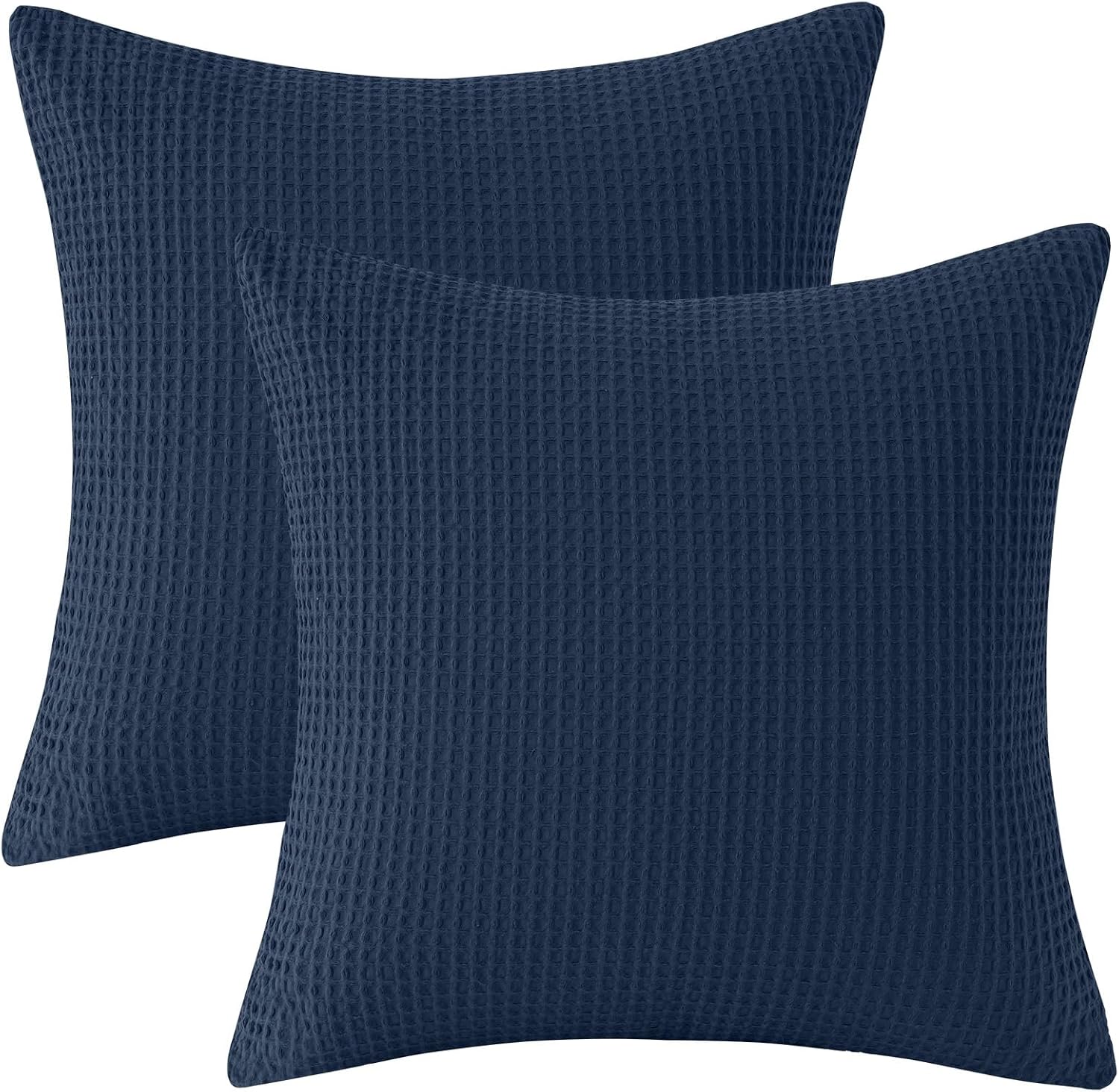 Phf 100% Cotton Waffle Weave Euro Shams 26" x 26", No Filling, 2 Pack Elegant Home Decorative Euro Throw Pillow Covers for Bed Couch Sofa,…