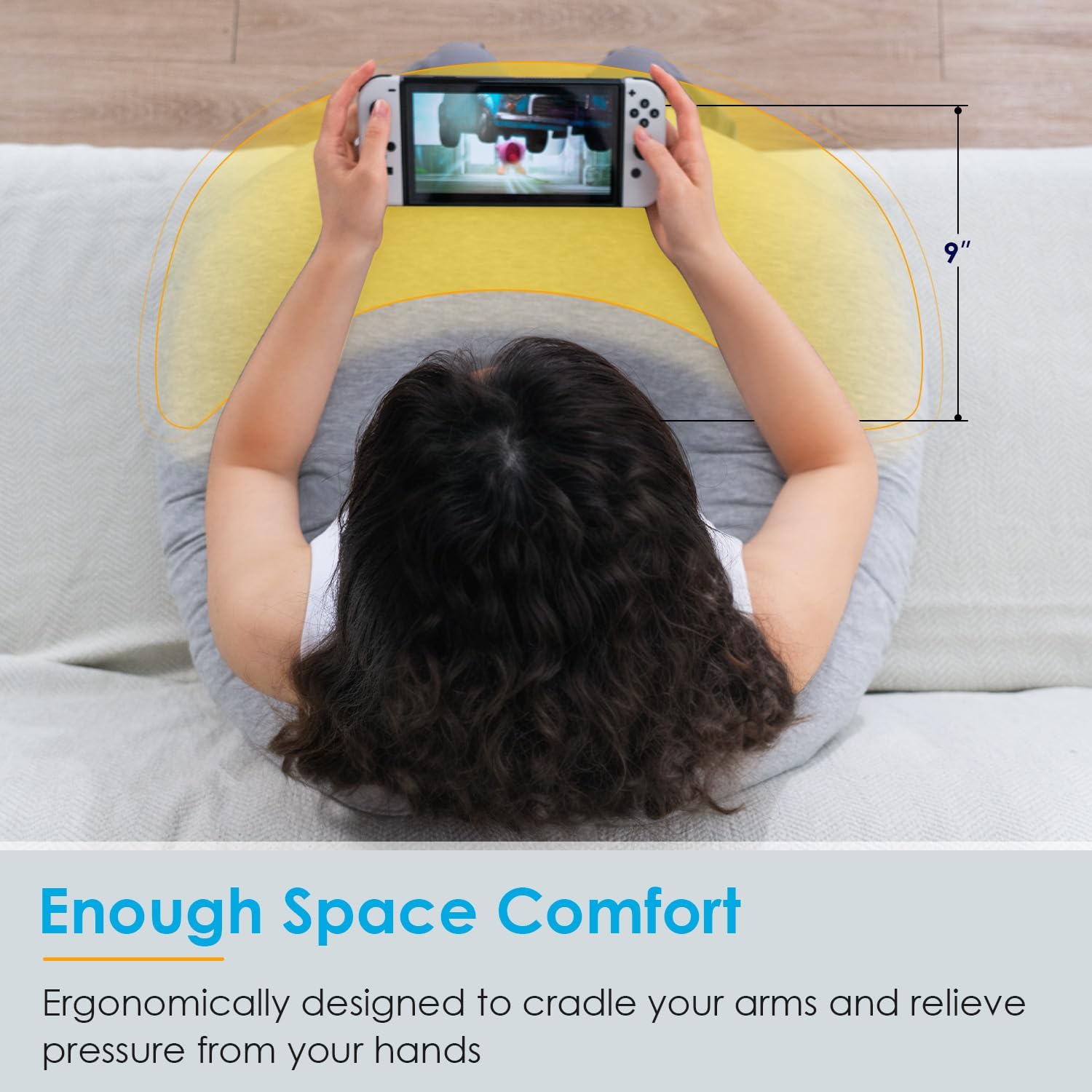 QUEEN ROSE Reading Pillow for Gaming, Lap Desk Pillow for Sitting in Bed or Sofa, Compact Arm Support Pillow for Reading, Playing or…