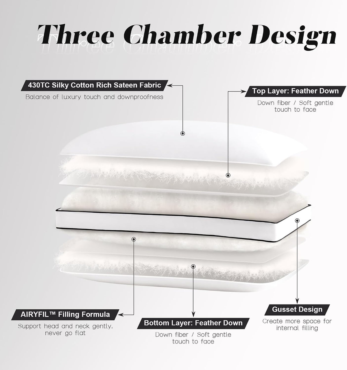 DOWNSTORIA Feather Down Pillows King Size Set of 2 with Gusset, Luxury Hotel Collection Bed Pillow 2 Pack, Down Surrounded Pillows for…