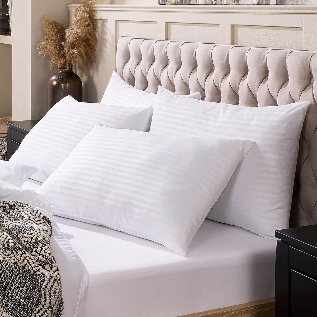 Flat Ultra Thin Bed Pillows Standard/Queen Size Pillow Set of 2 Extra Soft Down Alternative for Stomach Back Sleeping Hotel Collection