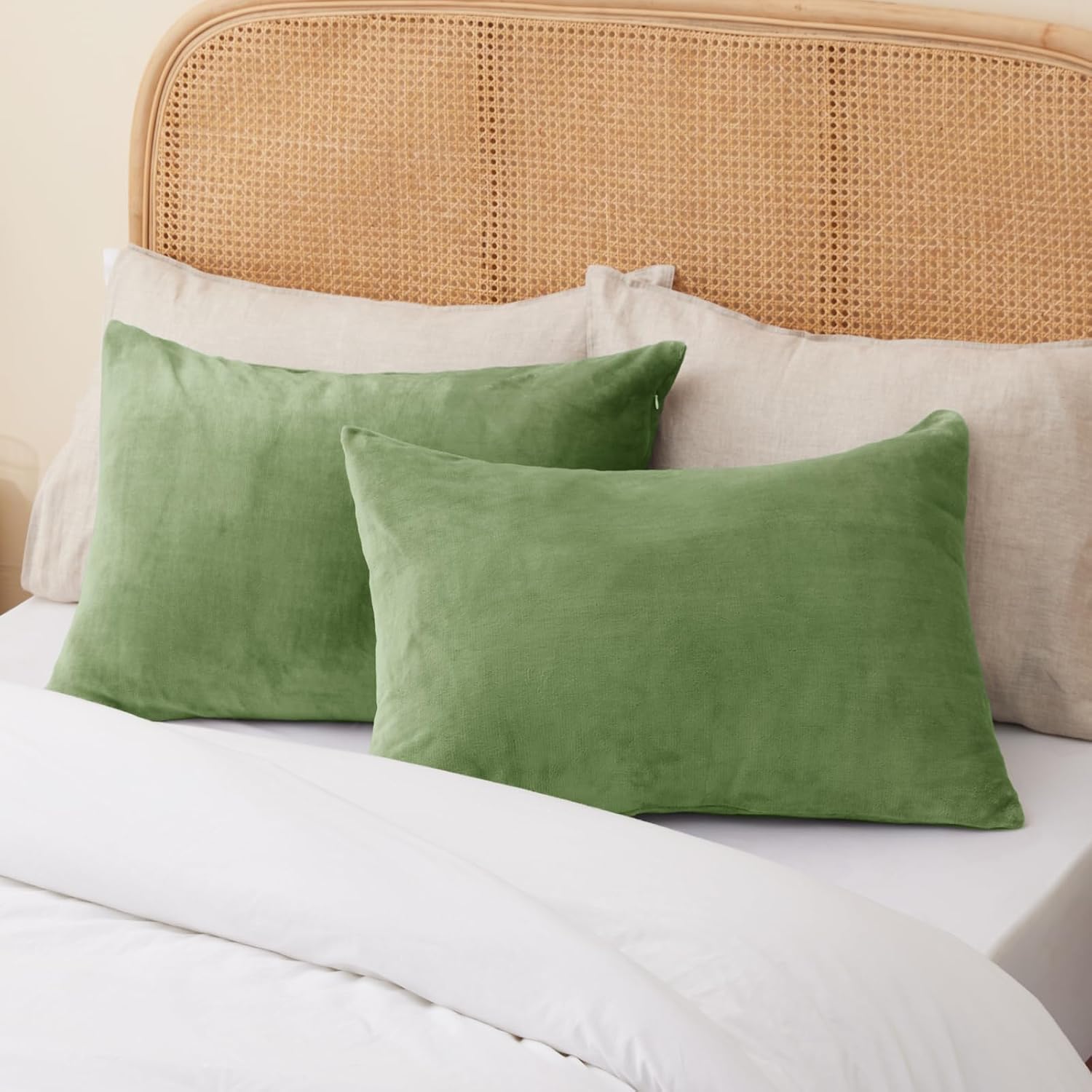 Bedelite Flannel King Size Pillow Cases Set of 2, Super Soft Fleece Pillowcases with Zipper for Bedroom, Sofa, Couch, Luxury Cozy Fuzzy Velv…