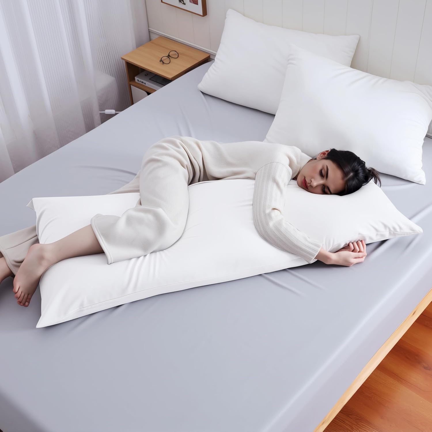 ShunjieHome Body Cooling Pillow Case, Viscose Derived from Bamboo Long Pillow Protectors, 400 TC Soft Silky Breathable Summer Body Pillowcas…