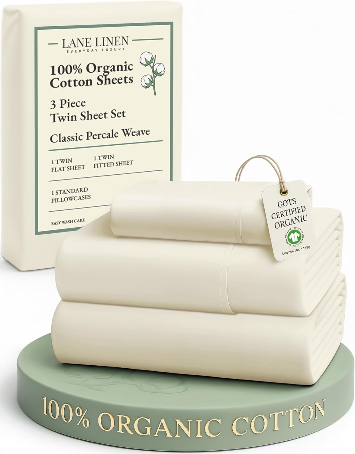 LaneLinen LANE LINEN 100% Organic Cotton Twin Bed Sheet Set, 3 Pc Twin Size Bed Sheets, Soft & Breathable Twin Sheet Set Boys, Hotel Style…