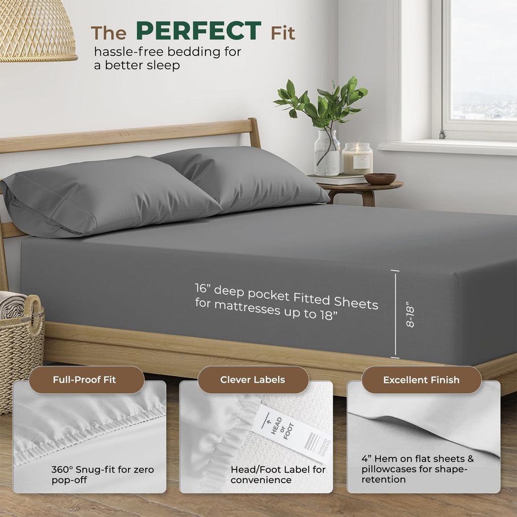 THREAD SPREAD 100% Organic Cotton Sheets Full Size - 4 PC Organic Cotton Full Percale Weave Sheet Set, Soft, Cooling, Crisp & Breathable…