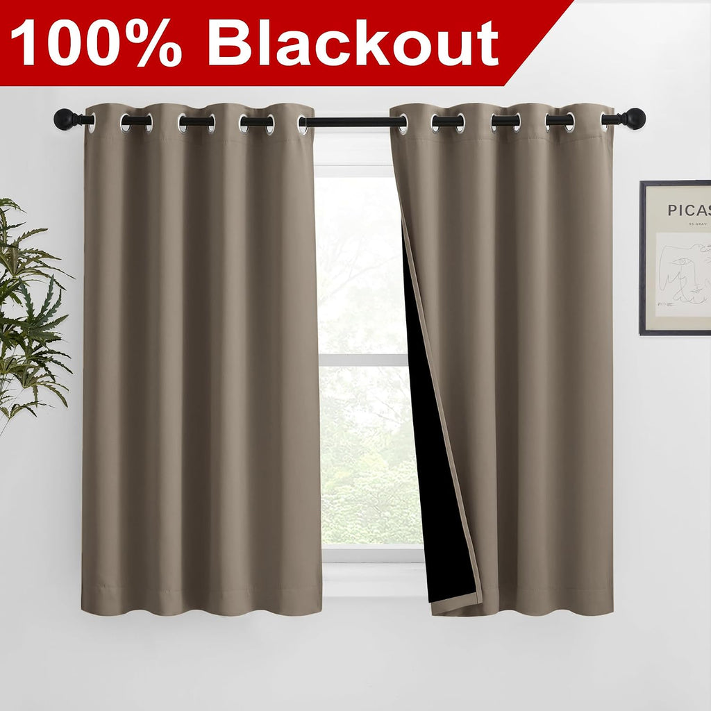 Nicetown 100% Blackout Blinds, Set of 2, 46 inches x 45 inches, Laundry Room Decor Window Treatment Curtains for Large Patio Sliding Door,…