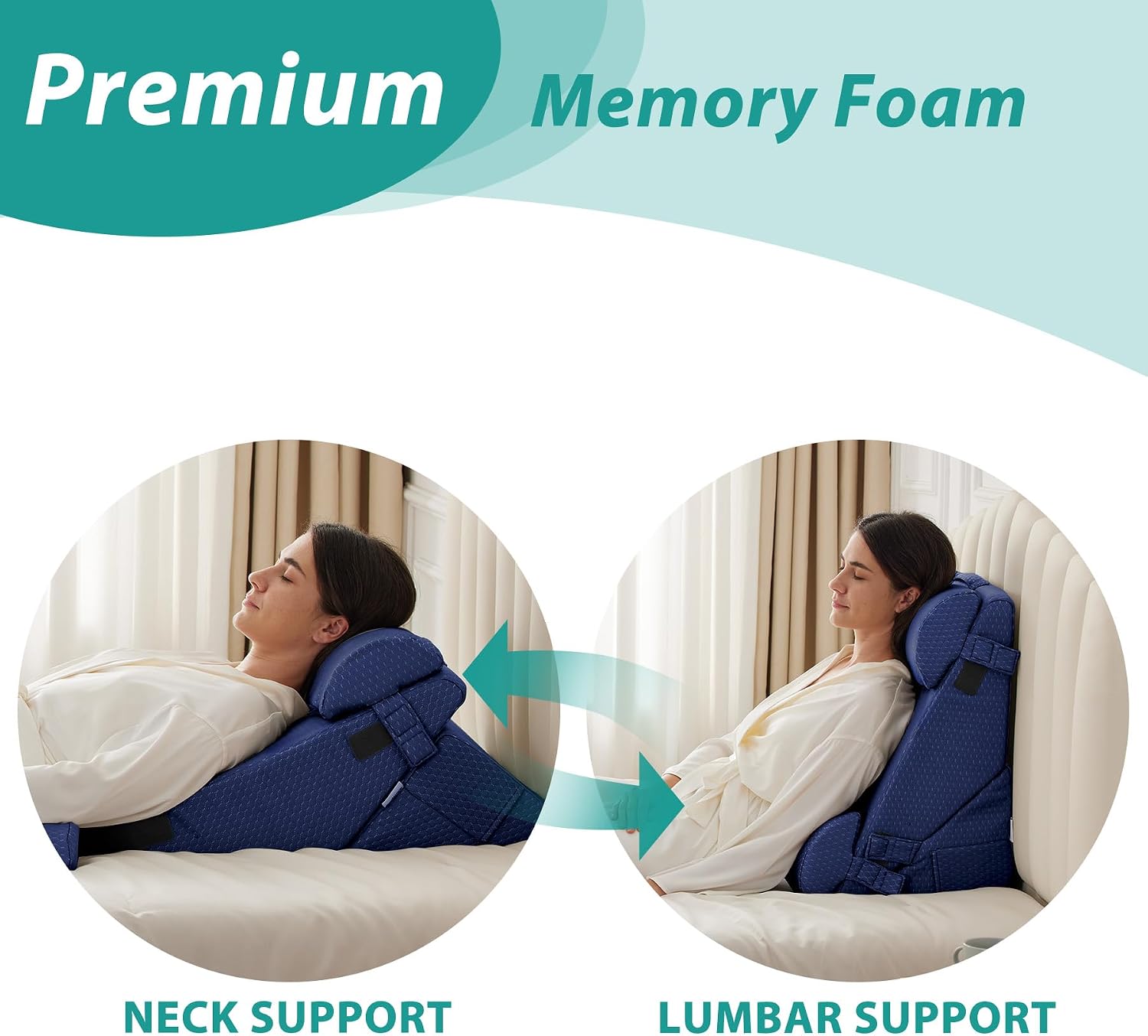 Bedluxe Adjustable 4pcs Bed Wedge Pillow Set, Memory Foam Wedges Pillow Post Surgery for Back, Neck, Leg, Pillows Wedge for Sleeping, Sitt…