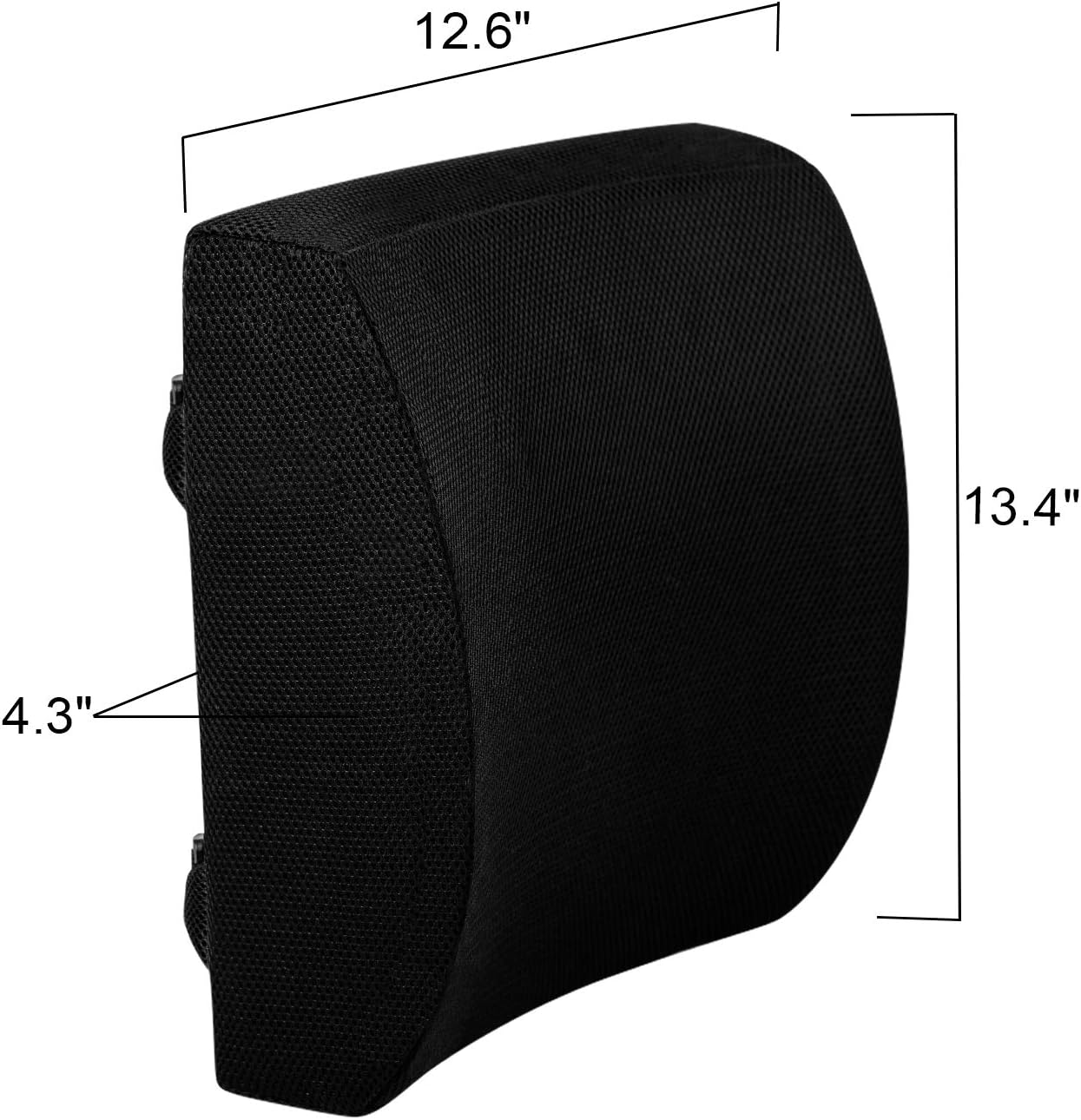 Lumbar Pillow for Chair and Car, Back Support for Office, Memory Foam Cushion with Mesh Cover - Black