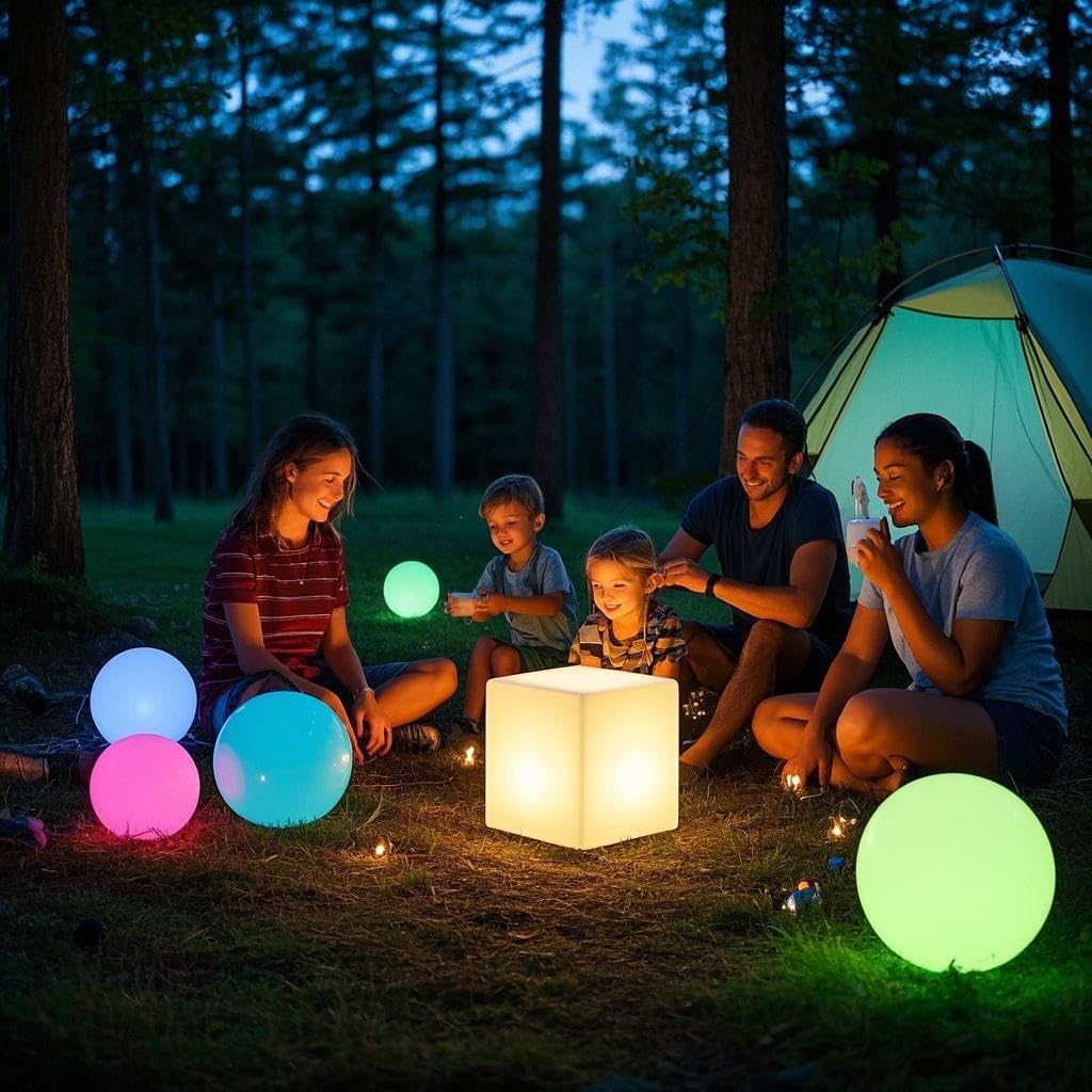 Mr.Go 12-inch Rechargeable Magic LED Light Cube Stool with Remote Control Fun Mood Lamp Soothing Night Light Decorative Lighting for Home…