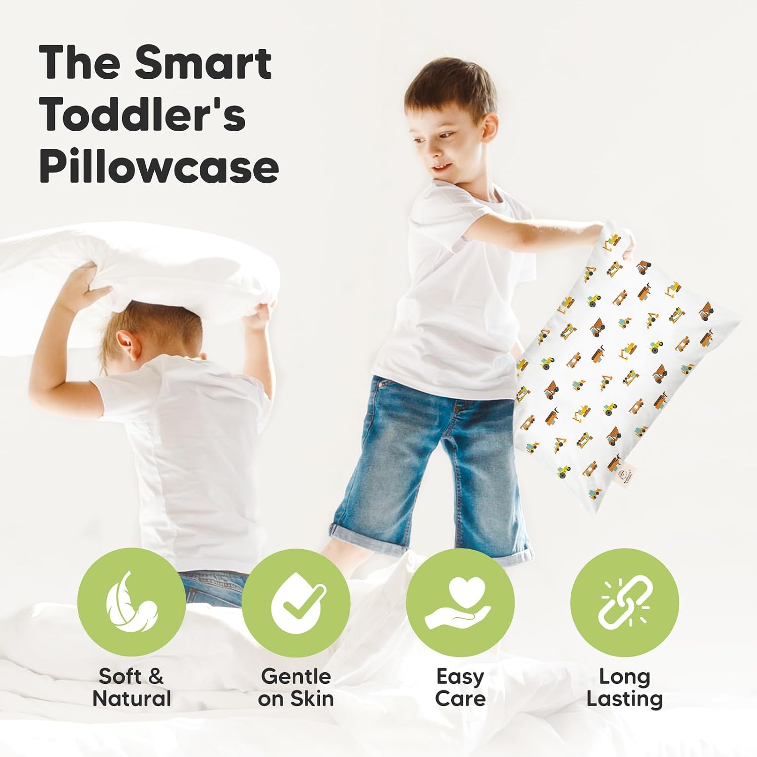 KeaBabies Toddler Pillowcase 13"x18" - Organic Cotton Toddler Pillowcase for Kids, Boys, Girls, Soft & Durable Cotton Cover for Miniature…