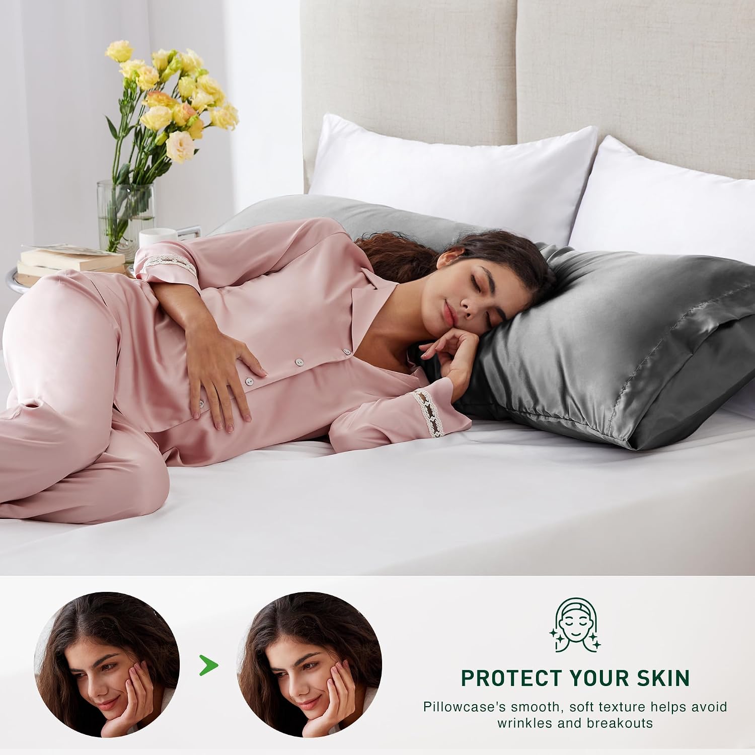 Lovescabin Love's cabin Satin Body Pillowcase 20x54, Cooling Pillow Cover for Hair and Skin, Silky Smooth with Envelope Closure, Similar to…