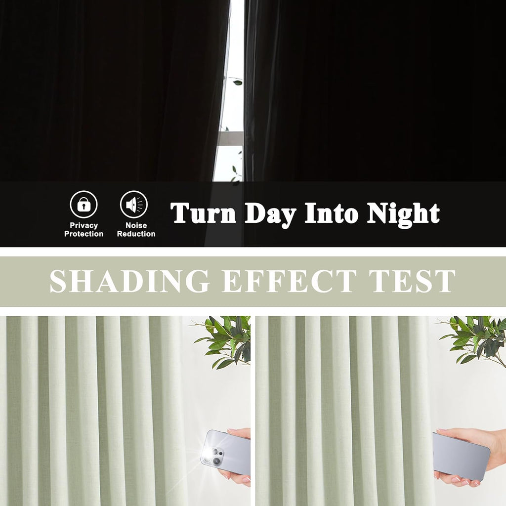 VisionHome Vision Home Soft Green Pinch Pleated Full Blackout Curtains Linen Blended Room Darkening Window Panels 95 inch for Living Room B…