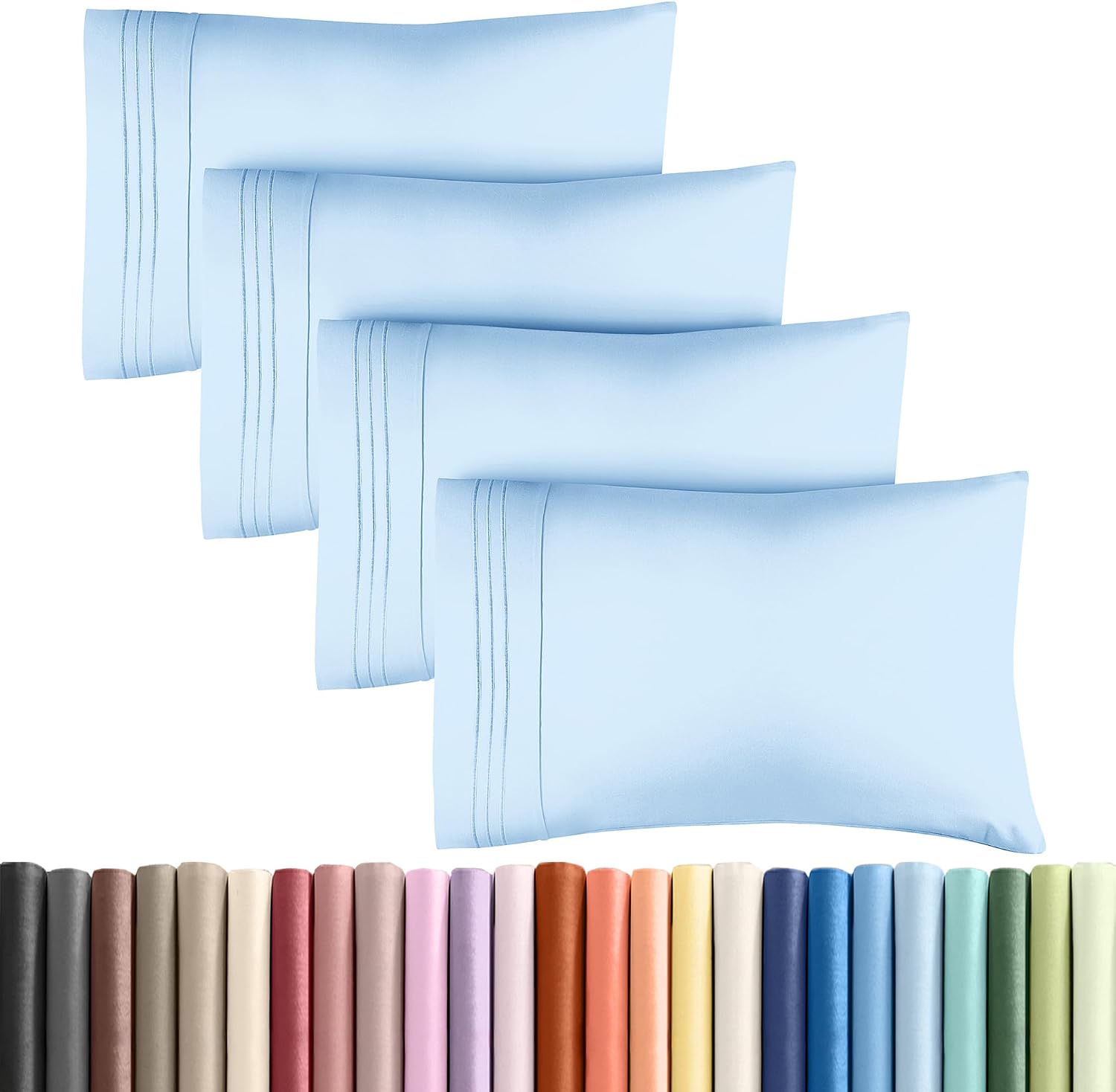 Queen Pillow Cases Set of 4 - Ultra Soft Hotel Quality Pillowcase Covers - Comfy, Cozy & Wrinkle Free - Shrink, Stain & Fade Resistant…