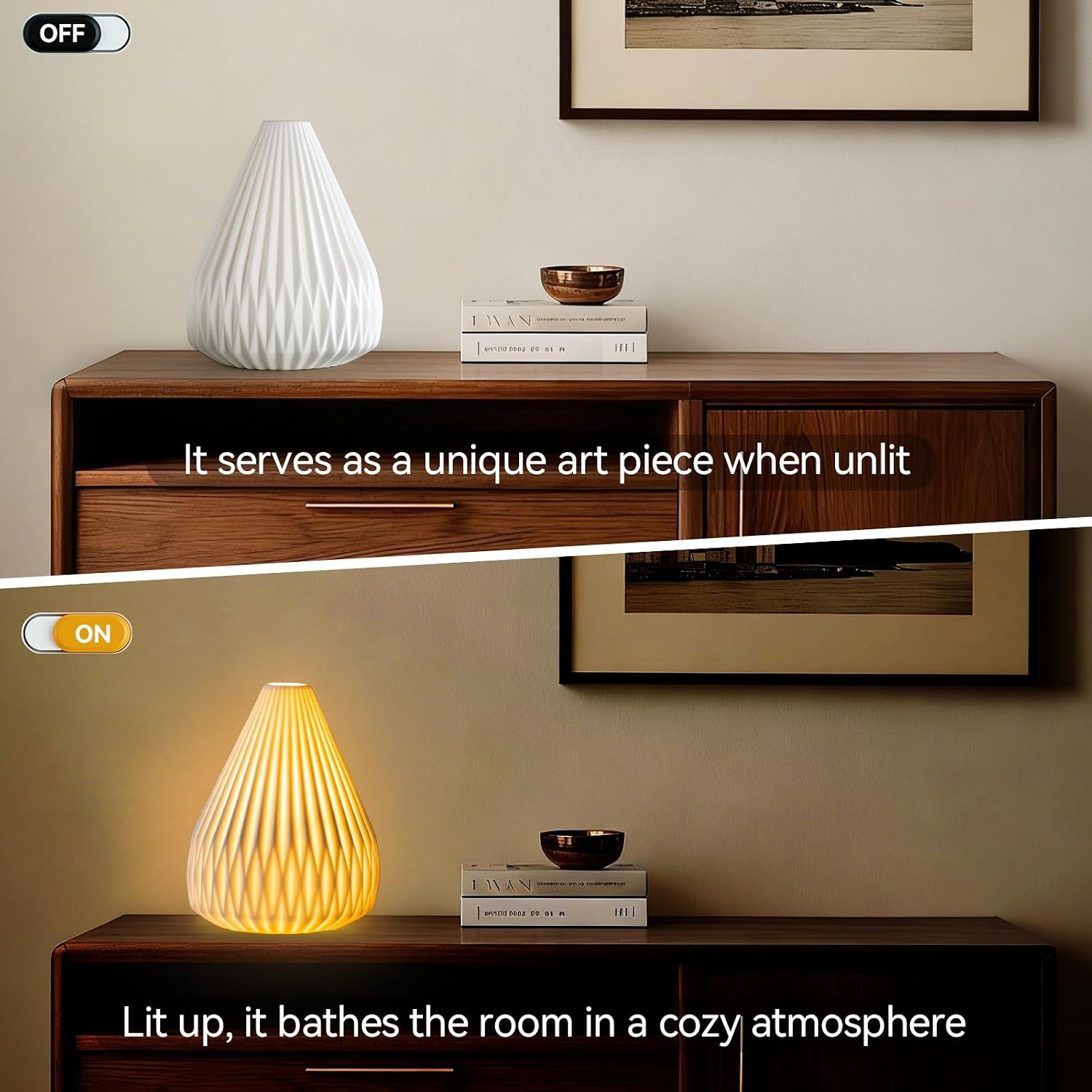 ZUIKAIG 9.1" Modern Ceramic Table Lamp, White Bedside Table lamp, Night Lamp, Decorative Lamp, Ambient Lighting, Artistic lamp, Suitable…