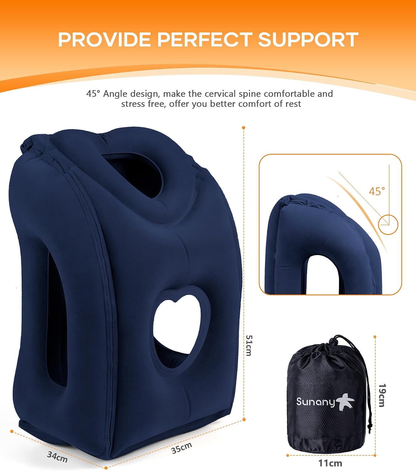 Sunany Travel Pillow, Upgraded Plane Pillow for Long Flights, Inflatable Neck Pillow Used for Airplanes, Cars, Buses, Trains, Office Napping…