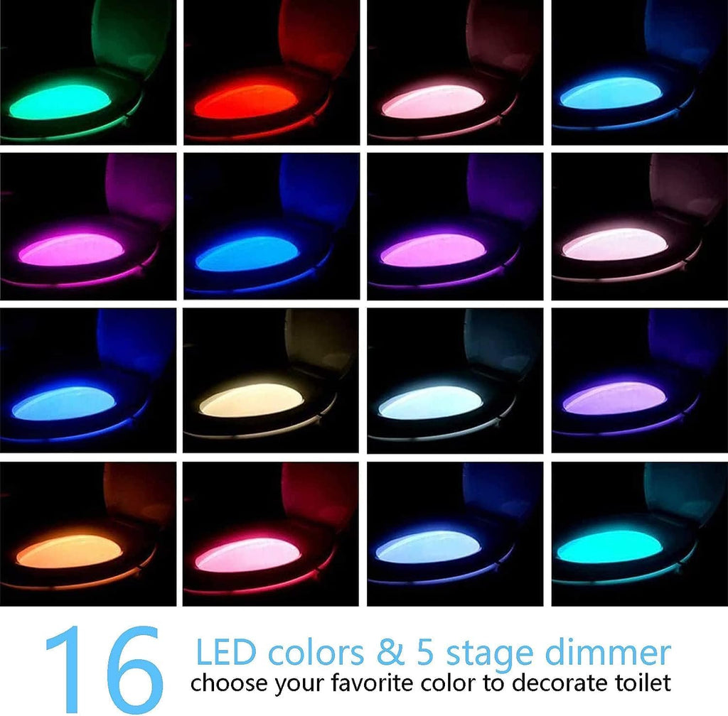 2 Pack Toilet Night Lights with Motion Activated Sensor,16-Color Changing LED Inside Toilet Bowl Nightlight, Cool Stuff for Bathroom…