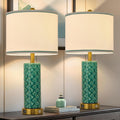Set of 2 Table Lamp for Living Room Bedroom Farmhouse,26'' Touch Control Bedroom Turquoise Ceramic Lamps 3-Way Dimmable Bedside Lamps…