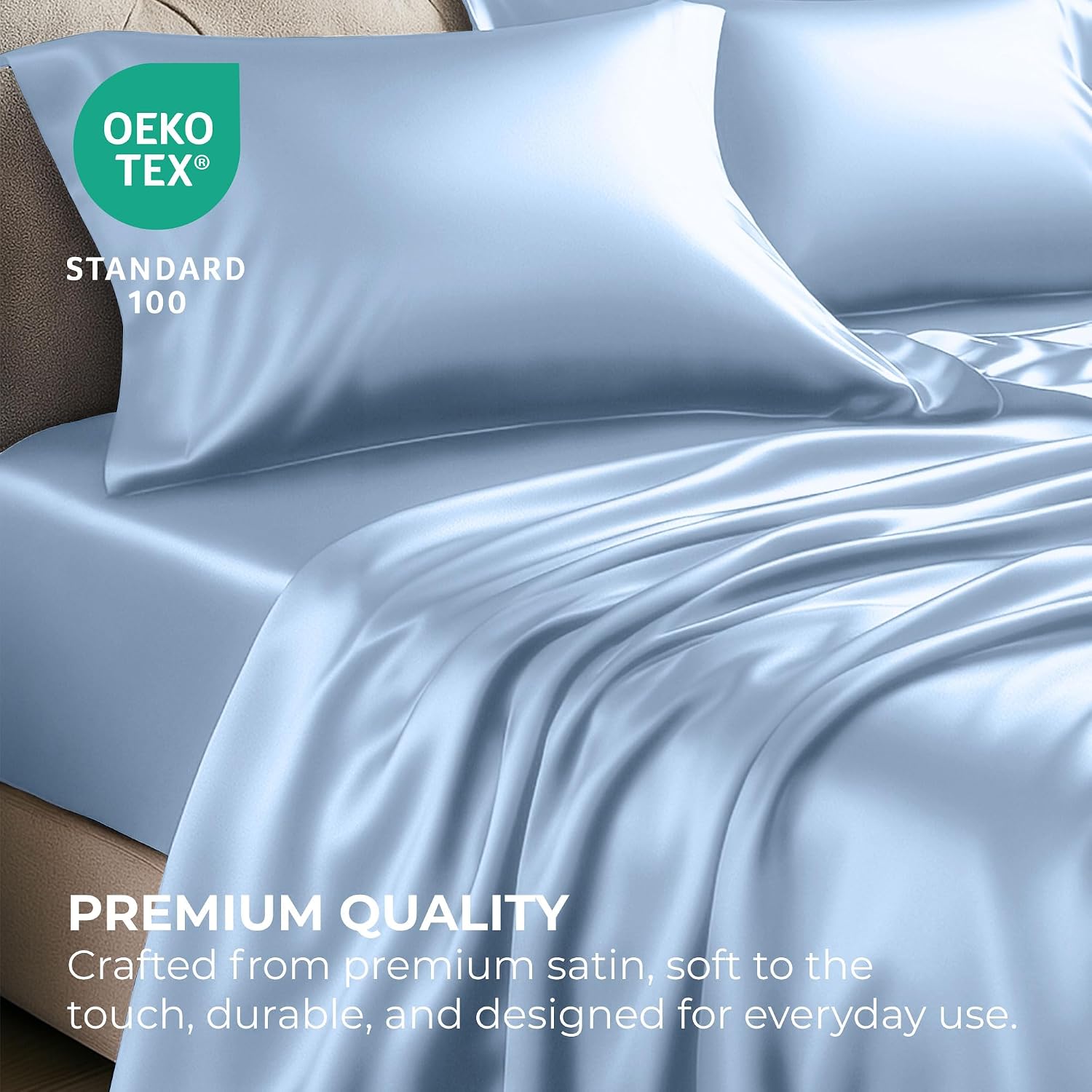 PureBedding Pure Bedding Satin Sheets Twin Hotel Luxury Silky Bed Sheets - Extra Soft 1800 Microfiber Sheet Set, Wrinkle, Fade, Stain Resis…