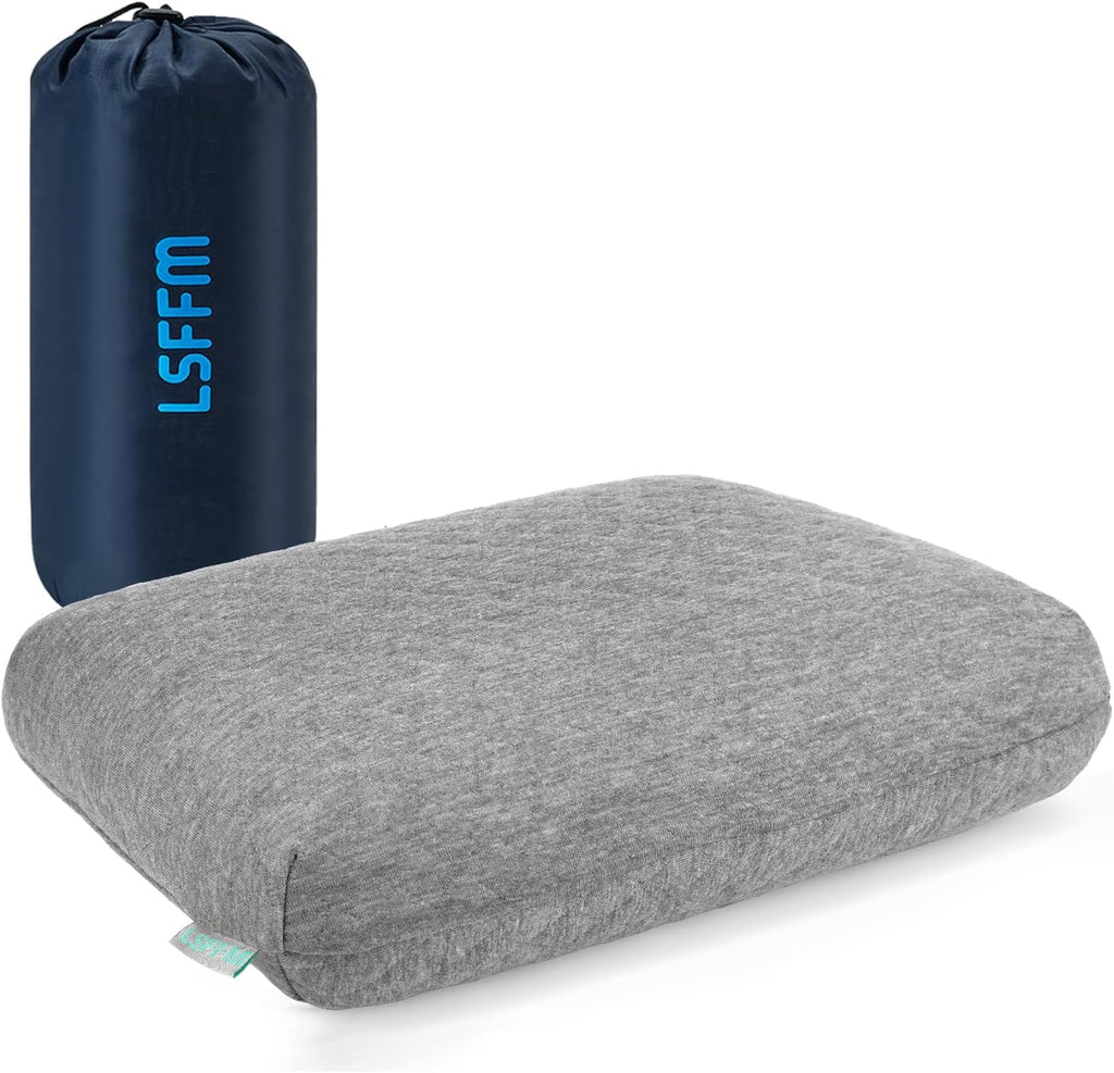 Memory Foam Travel Pillow 9.8"x15.7" Compact Camping Pillow, Stable & Supportive, Washable Double-Layer Cover with Carry Bag, for…