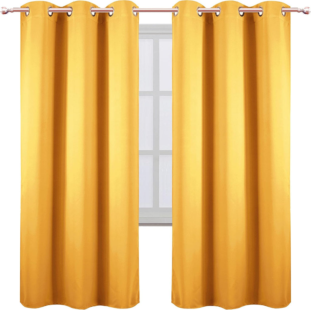 Lemomo Yellow Thermal Blackout Curtains/42 x 72 Inch/Set of 2 Panels Room Darkening Curtains for Bedroom 72 Inch silver