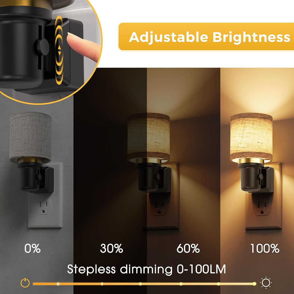 L LOHAS LED Night Lights Plug into Wall, 2 Pack Linen Fabric Cylinder Decor Night Light, Dusk to Dawn Sensor Vintage Nightlight, 0-100LM…