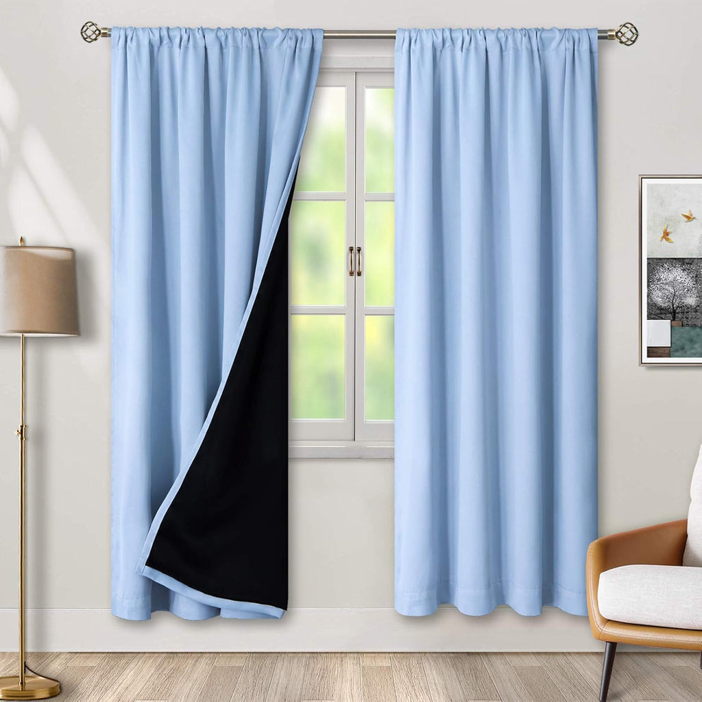 BGment Thermal Insulated 100% Blackout Curtains for Bedroom with Black Liner, Double Layer Full Room Darkening Noise Reducing Rod Pocket…