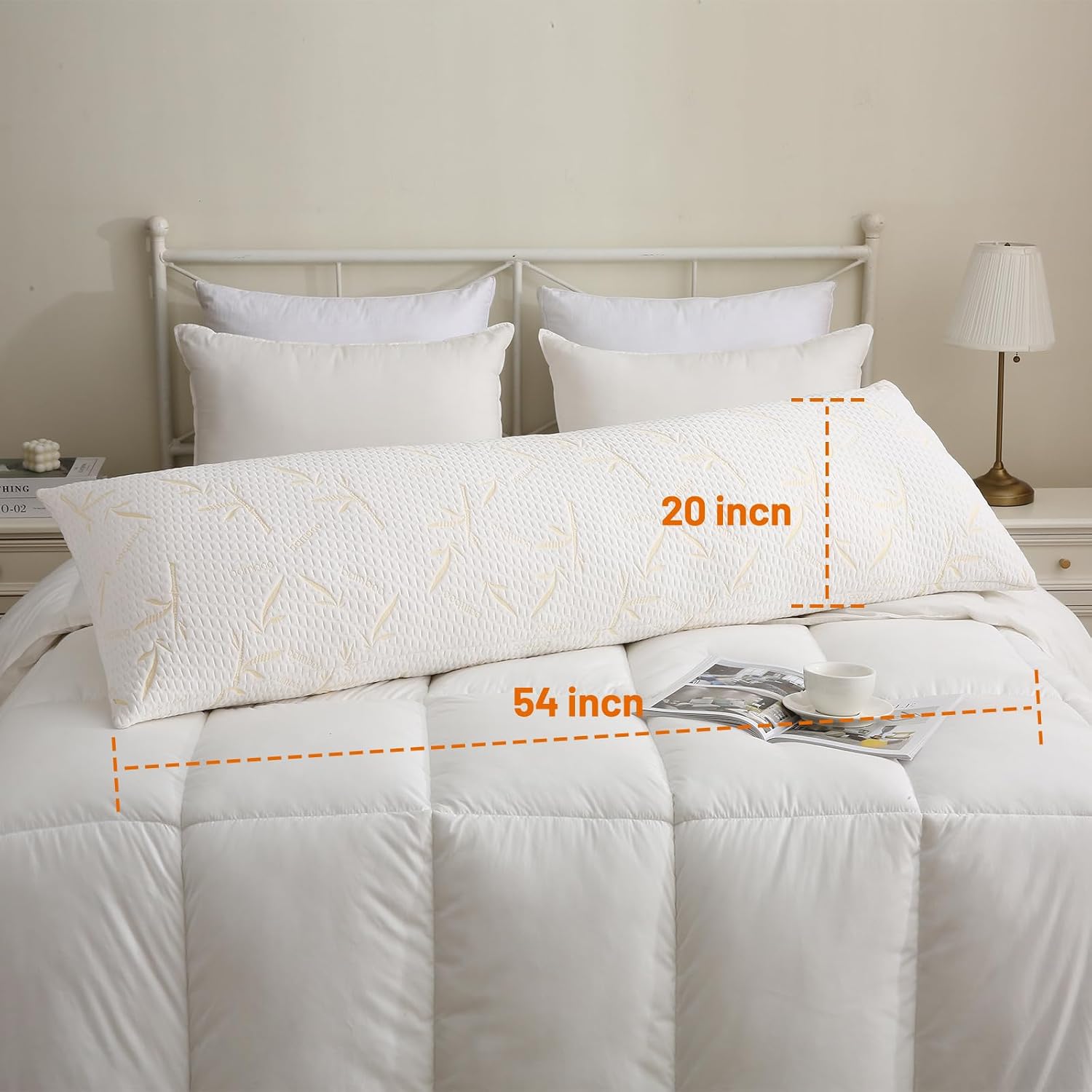 Primesoft Full Body Pillow with Removable Pillowcase for Adults,(Memory Foam Filling)(Long Pillow for Side Sleepers) (Fluffy and…