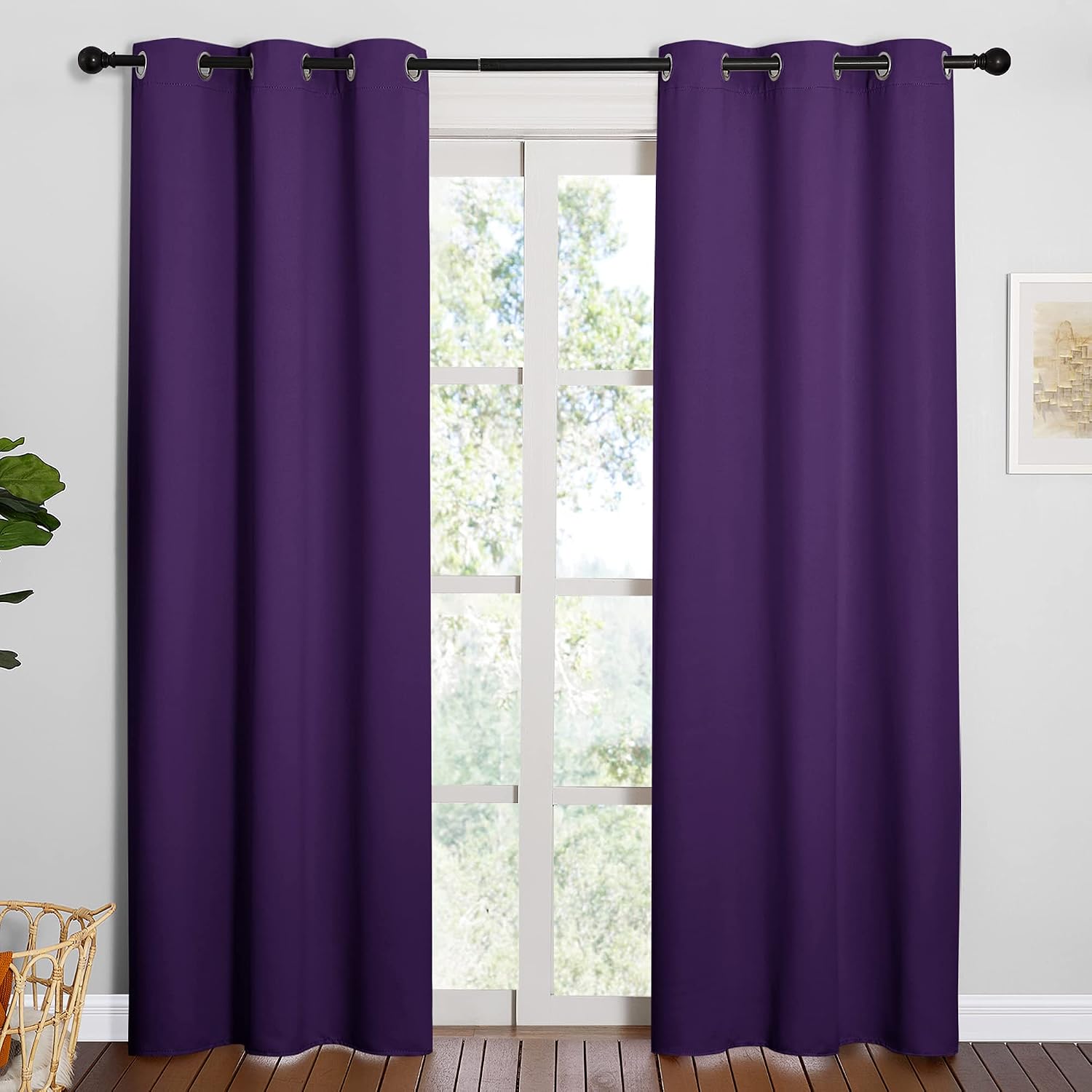 NICETOWN Triple Weave Home Decoration Thermal Insulated Solid Ring Top Blackout Curtains/Drapes for Bedroom(Set of 2, 42 x 84 Inch, Royal…
