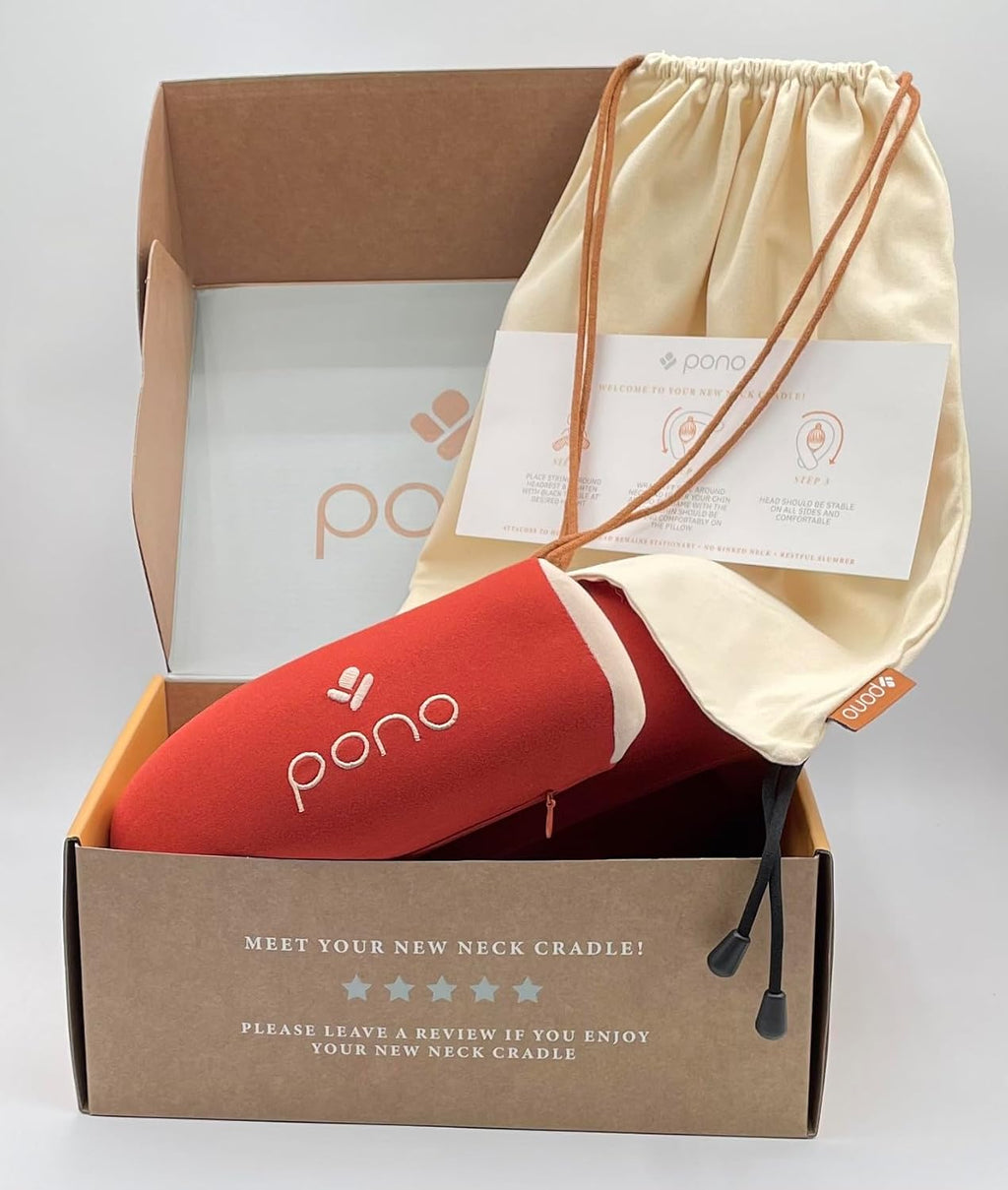 Pono Neck Cradle Travel Pillow (Patented): Memory Foam, Ergonomic 360° Adjustable Support, Prevents Head Nods. Infinity Shape Fits All…