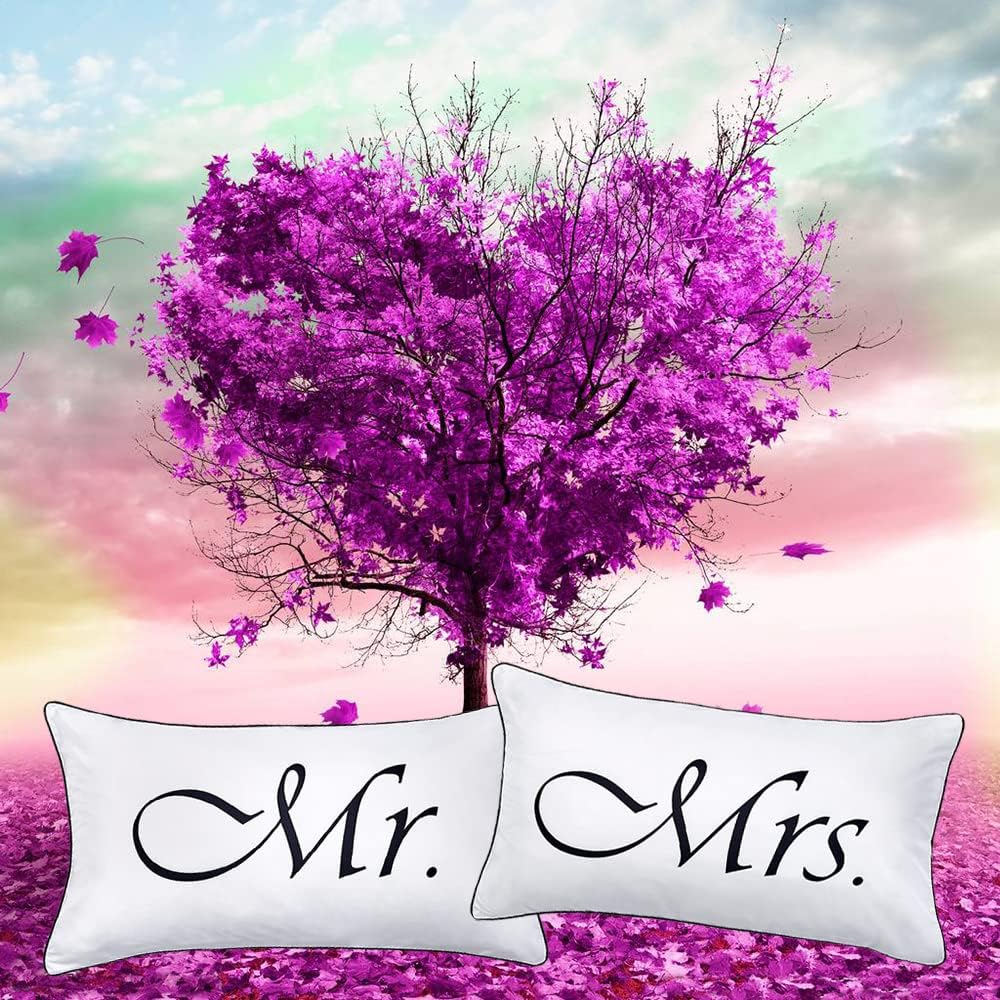 2PCS Mr and Mrs Pillow Cases, His and Hers Couples Pillowcases, Romantic Anniversary Engagement Christmas Wedding Gifts for The…