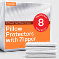 Ultra Soft Pillow Protectors with Zipper Queen Size - Set of 8 Breathable Pillow Covers - 100% Protection Against Stains, Dust & Dirt…