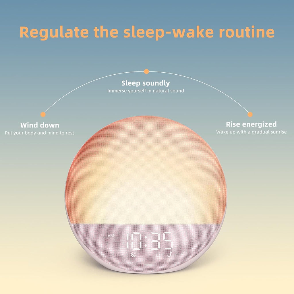 Odokee Sunrise Alarm Clock White Noise Machine: Natural Wake Up Light - Dimmable Clock with Bluetooth Speaker for Bedroom - 25 Sleep…
