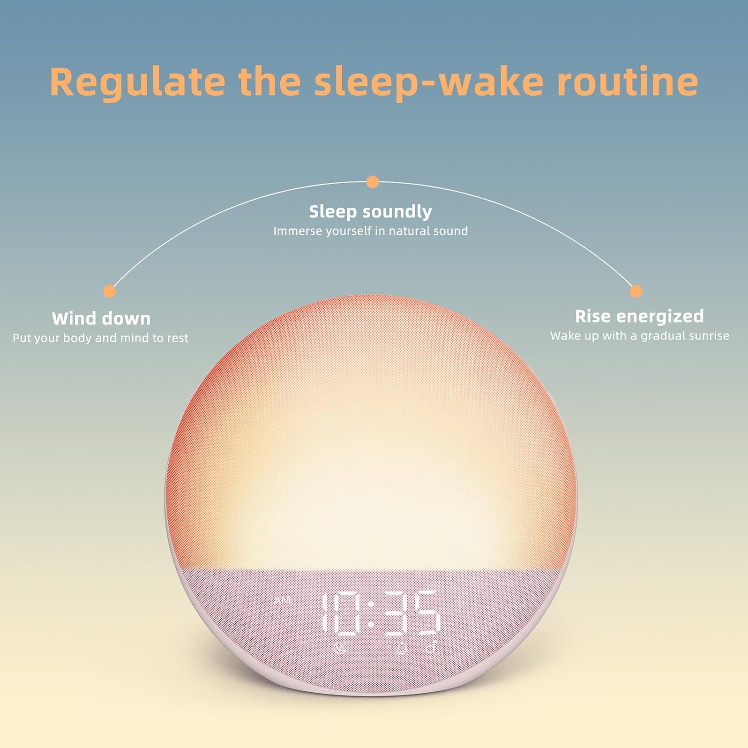 Odokee Sunrise Alarm Clock White Noise Machine: Natural Wake Up Light - Dimmable Clock with Bluetooth Speaker for Bedroom - 25 Sleep…