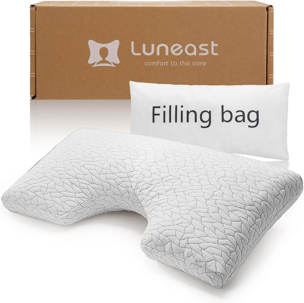 Memory Foam Pillows for Sleeping Adjustable Bamboo Blend Breathable Bed Pillow for Side, Back, and Stomach Sleepers Washable Pillow Cover…