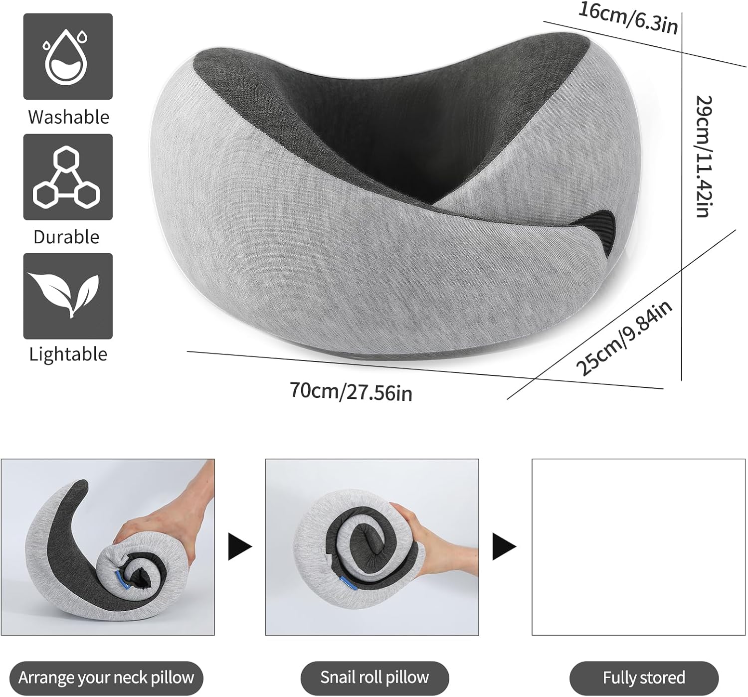 Travel Neck Pillow for Airplane – Memory Foam 360° Support Compact Design Ergonomic Flight Pillow for Sleeping & Neck Support Portable…