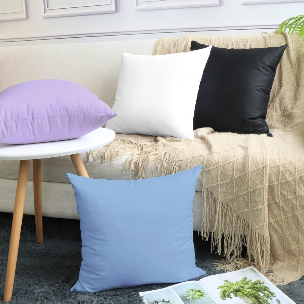 Thmyo 4-Pack 100% Cotton Comfortable Solid Decorative Throw Pillow Case, Square Cushion Cover Pillowcase Sublimation Blank Pillow Covers DI…