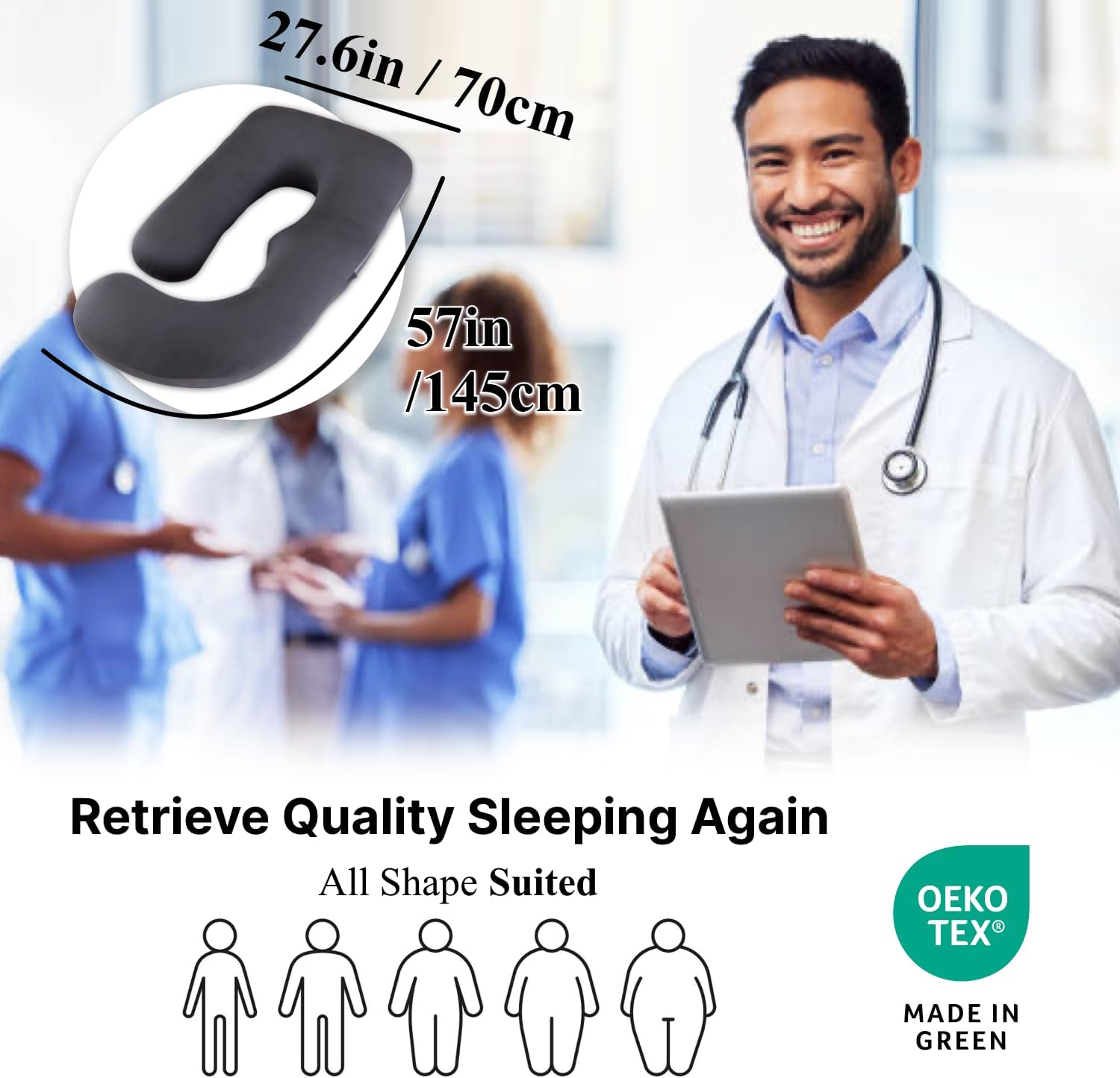 ALLOPERA Pregnancy Pillow, Full Body 57 Inch Maternity Pillow with Removable Washable Cover - Sleep Support for Legs, Back, Neck…