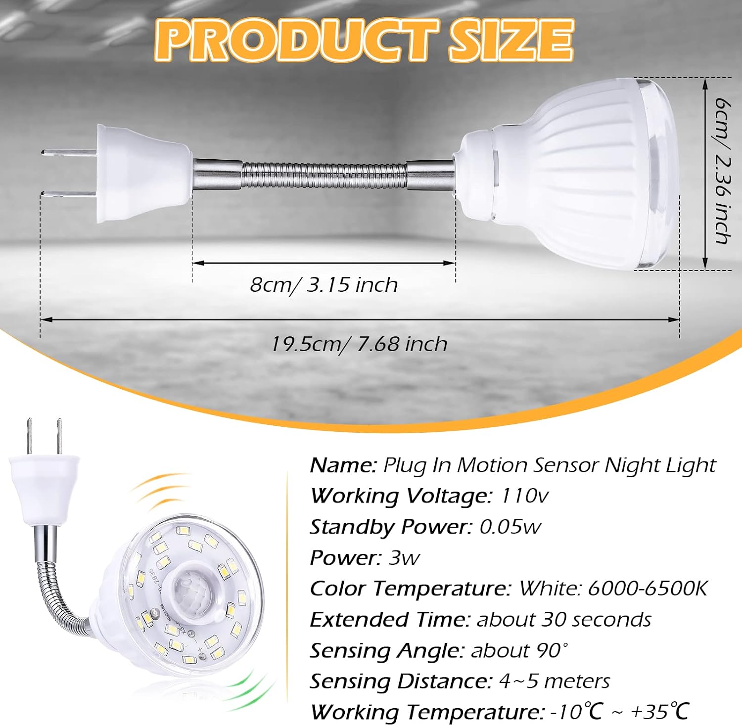 Yahenda 3 Pack Motion Activated LED Night Light Plug in Smart Dusk Dawn Sensor Light PIR Infrared Sensor Motion Detector Lamp Flexible…