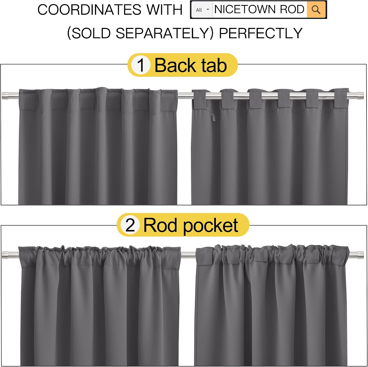 NICETOWN RV Curtains for Camper Windows - (Grey Color) 34x54 Inch, 2 Panels Set, Thermal Insulated Room Darkening Blackout…