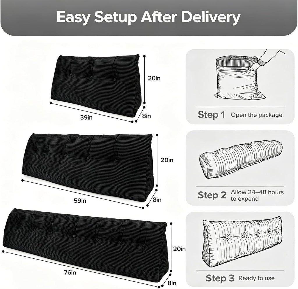 Royal Choice Headboard Pillow for Sitting Up in Bed, Queen Size Backrest Triangle Reading Pillow for Daybed, Supportive Bed Back Pillow for…