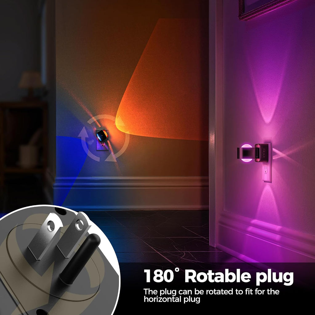 Briignite Night Light Projector, RGB Color Changing Night Light for Kids, 180° Rotating Night Lights Plug into Wall, Dusk to Dawn Sensor…