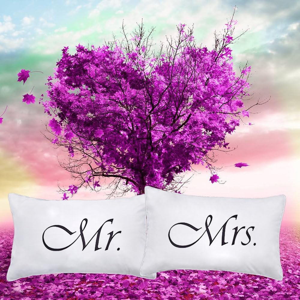 2PCS Mr and Mrs Pillow Cases, His and Hers Couples Pillowcases, Romantic Anniversary Engagement Christmas Wedding Gifts for The…