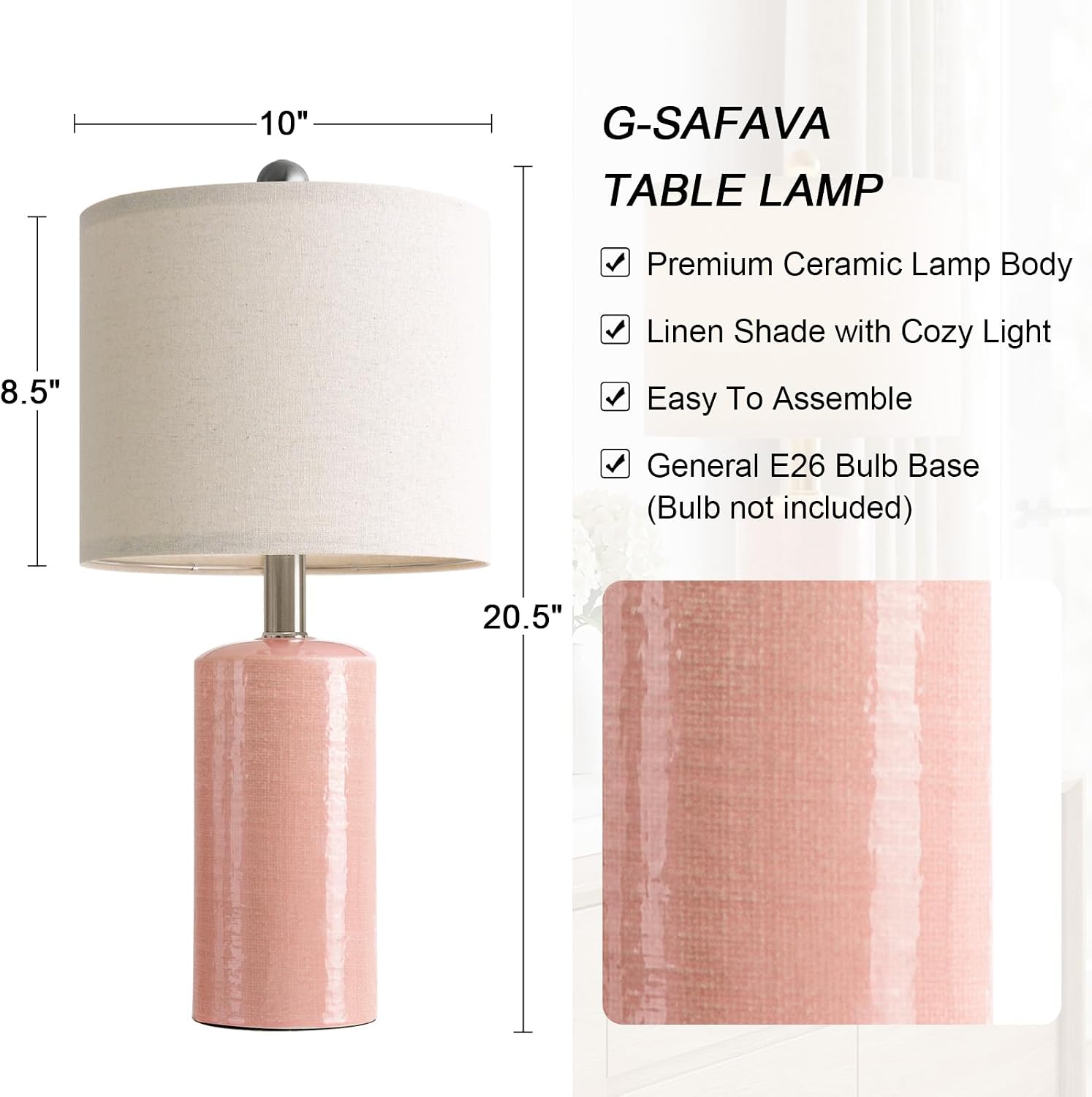 G-SAFAVA 20.5" Small Table Lamps for Living Room Lamp Set of 2 Ceramic Lamps for Bedroom Bedside Lamps Modern Boho Lamps for Night Stands…