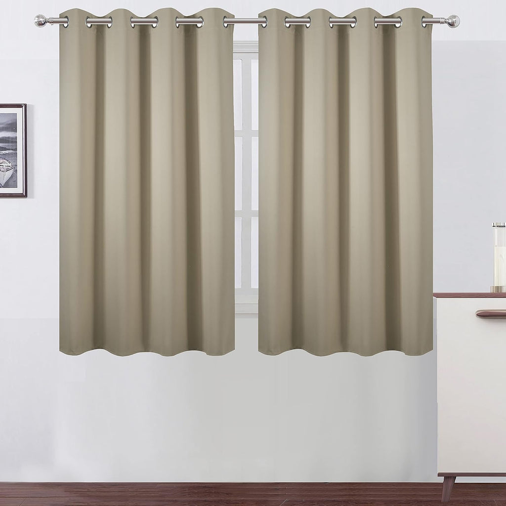 Lemomo Beige Thermal Blackout Curtains/52 x 54 Inch/Set of 2 Panels Room Darkening Curtains for Bedroom 54 Inch silver